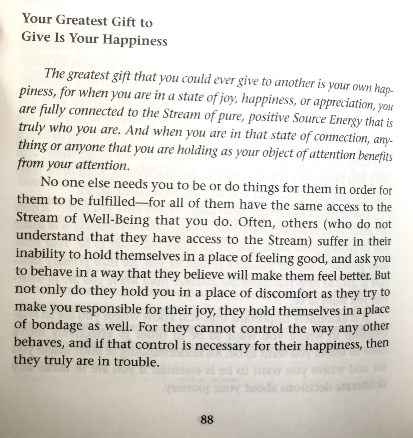 Text on a white background discussing the concept of happiness and personal connection.