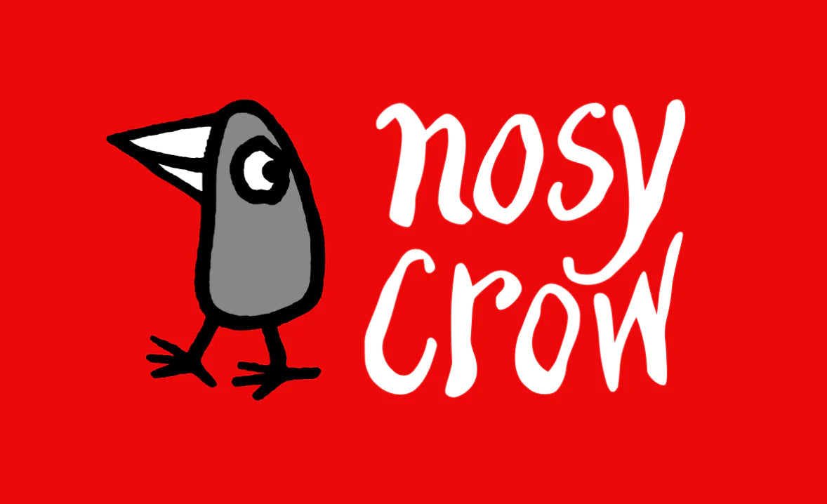 Logo, of U.K. Publisher, Nosy Crow - showing cartoon drawing of a crow