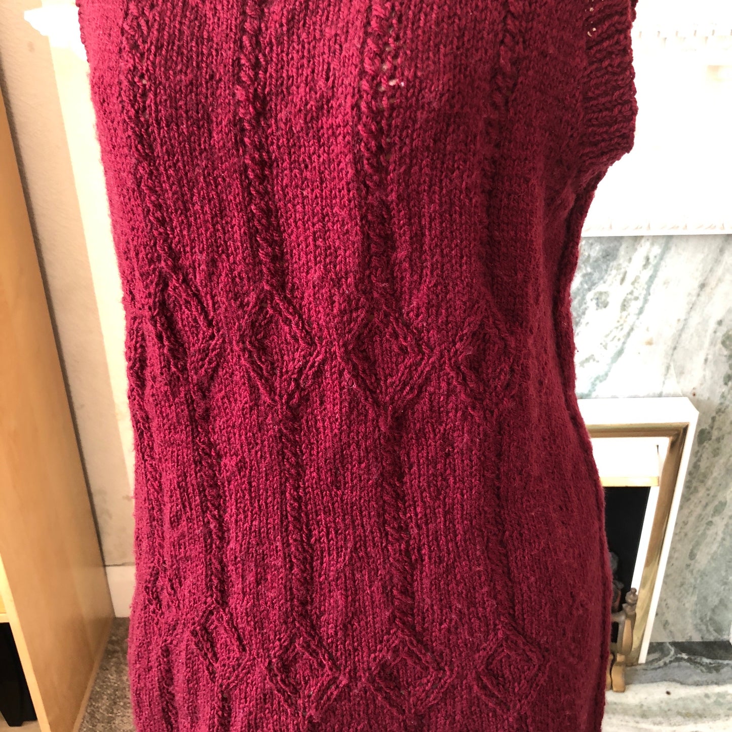 Hand Knitted Tunic Dress - Claret & Diamonds - Women’s 14