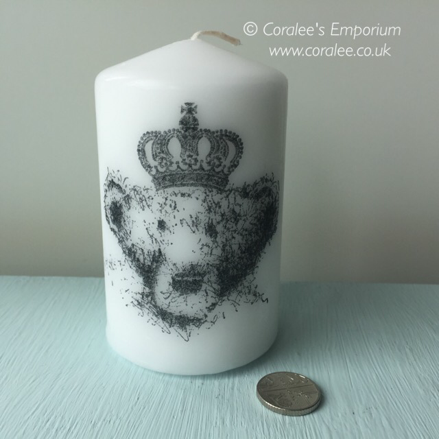 Hand Embellished Pillar Candle 'Teddy' - 30 hour burn