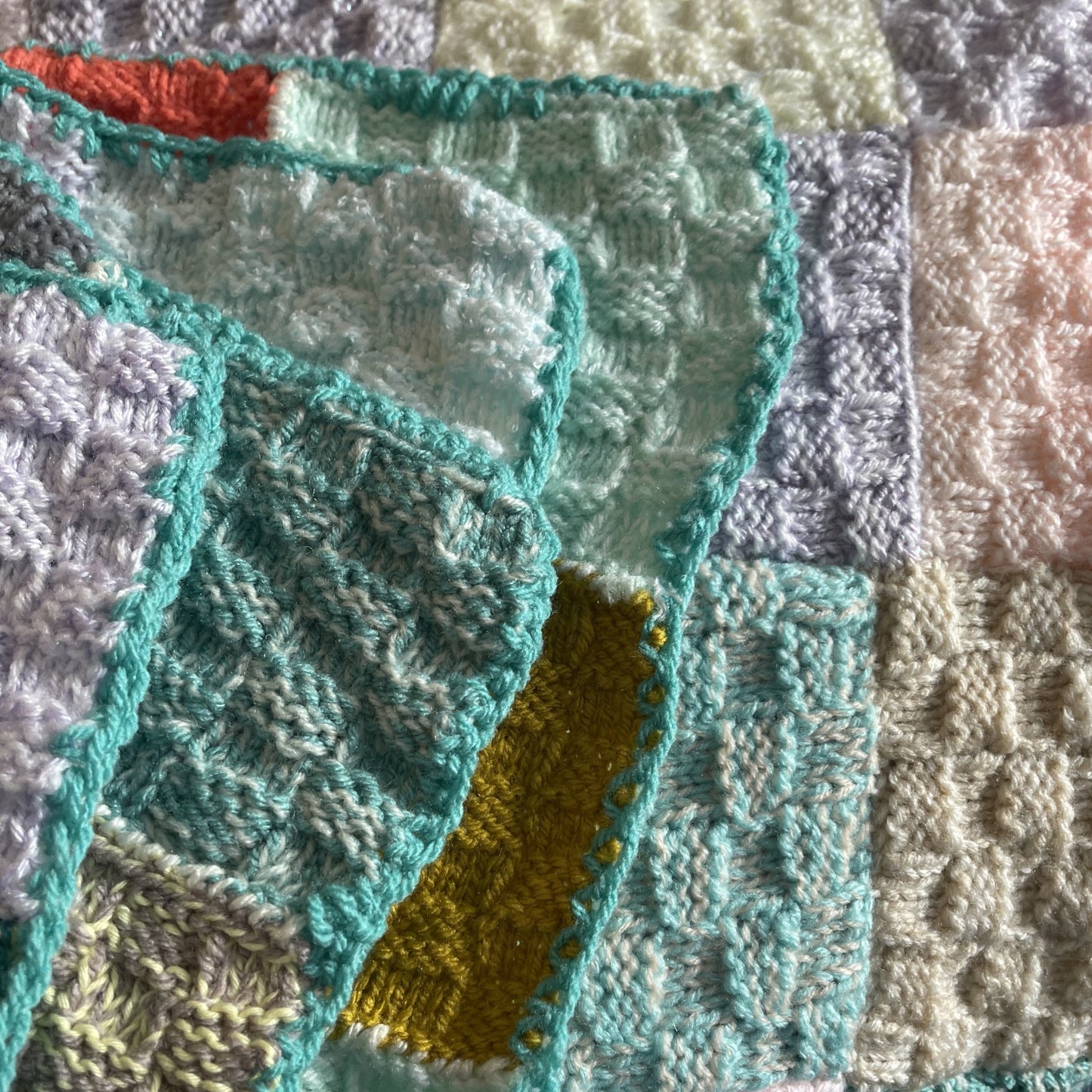 Hand Knitted Patchwork Blanket - Small