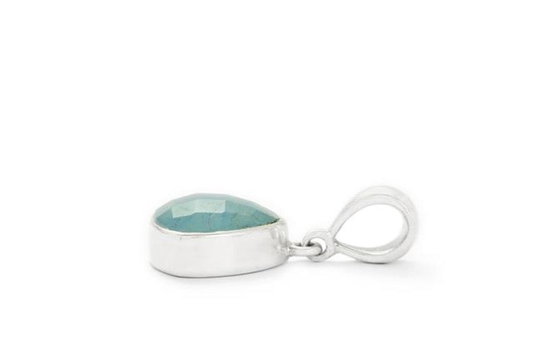 Aquamarine Pendant - Sterling Silver :- Genuine Gemstone 9ct