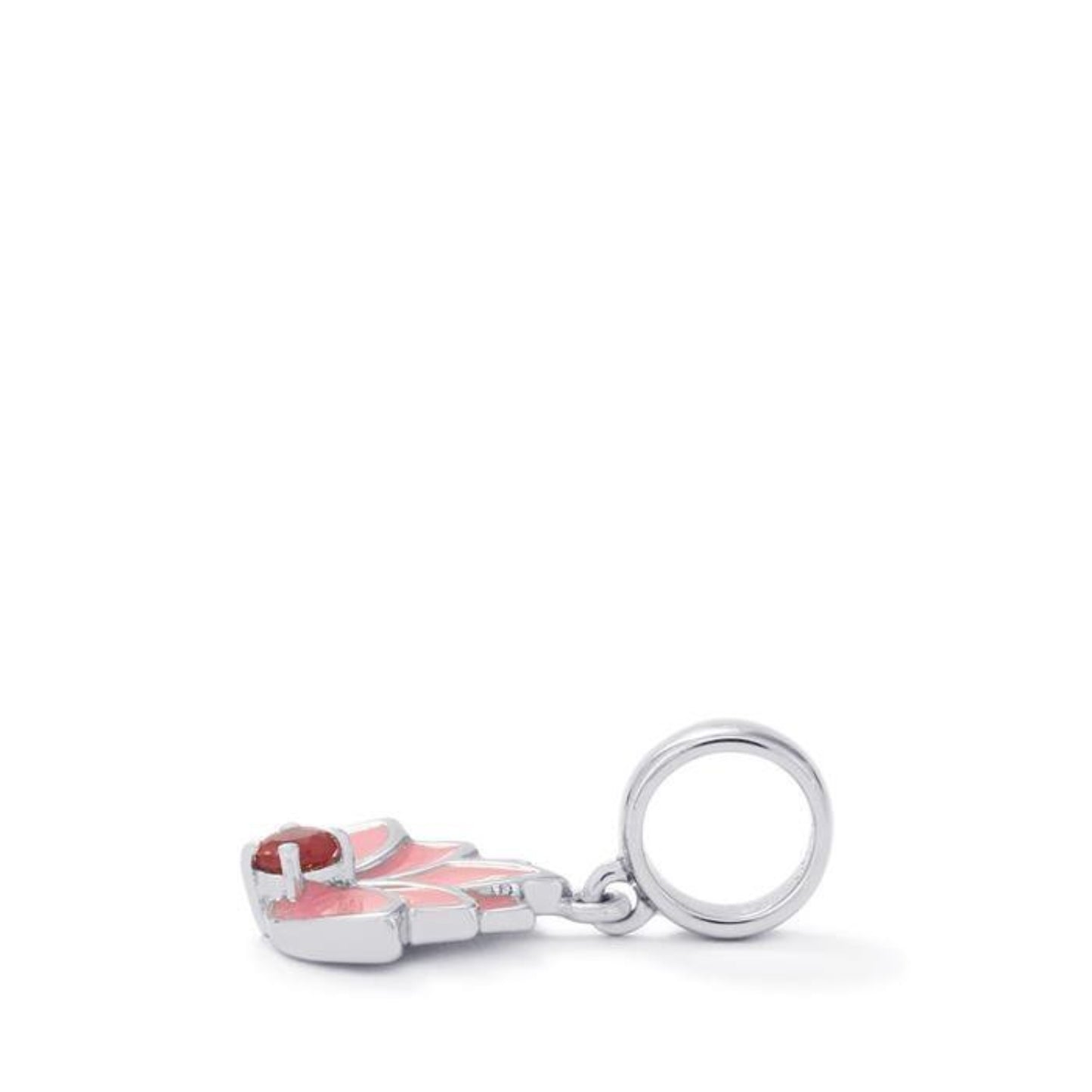 Pink Tourmaline & Sterling Silver, Kama Lotus Charm - showing side view