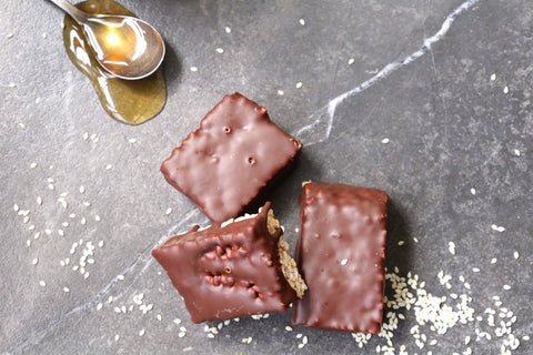 Millet, Honey and Tahini Chocolate Bubble Logs
