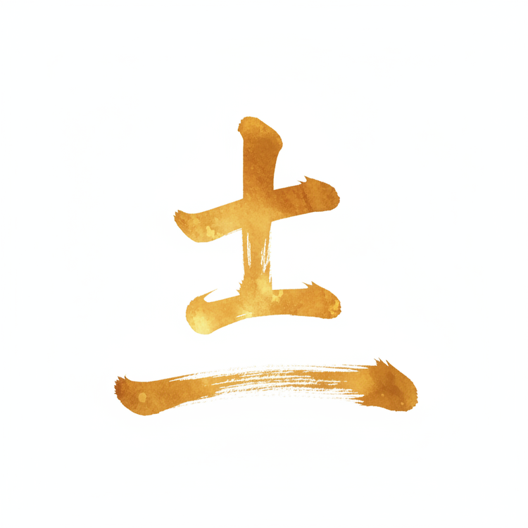 Coralee's Emporium ai gold brush stroke Graphic 土 | Chinese character for wu xing earth element tu  