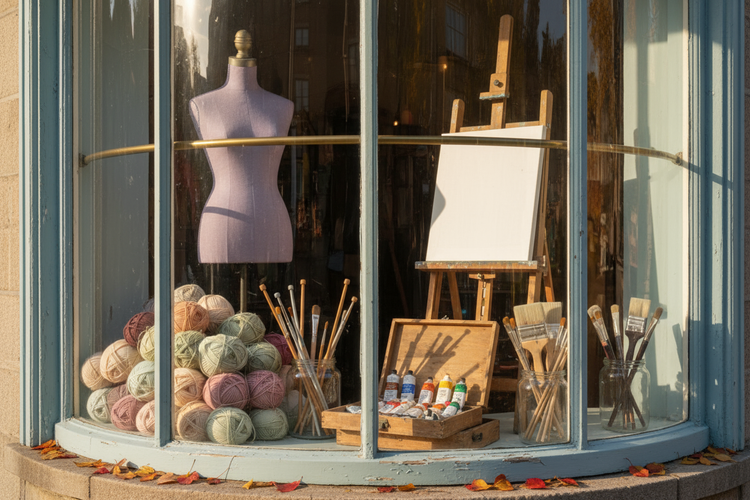 A paintbrush rests on purple paper, a long white curl of dusty white paint traces a path | Photo by: Aelis Harris