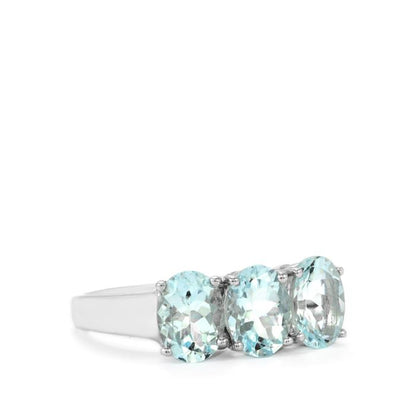 3 Stone, Aquamarine - Sterling Silver Ring | Limited Edition - Fine Jewellery