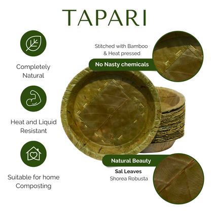 Disposable Sal Leaf PLATES - LARGE 23cm / 9“ Ø