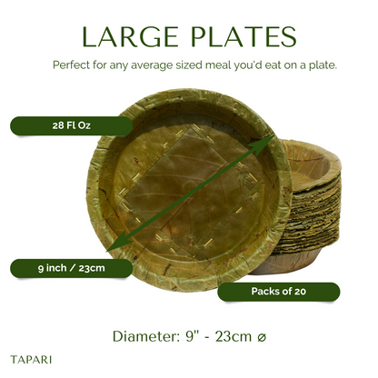 Disposable Sal Leaf PLATES - LARGE 23cm / 9“ Ø