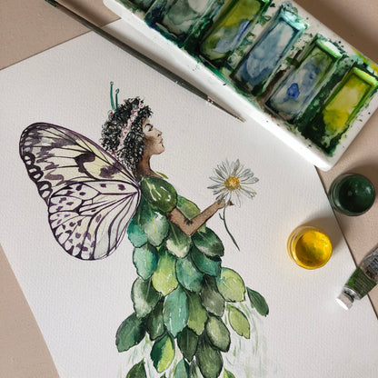 Fine Art PRINT, Watercolour, Meadow Fairy | sizes & frame options