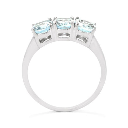 3 Stone, Aquamarine - Sterling Silver Ring | Limited Edition - Fine Jewellery