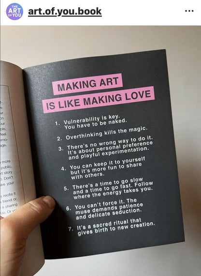 Showing an inside page of the book - The Art of You 