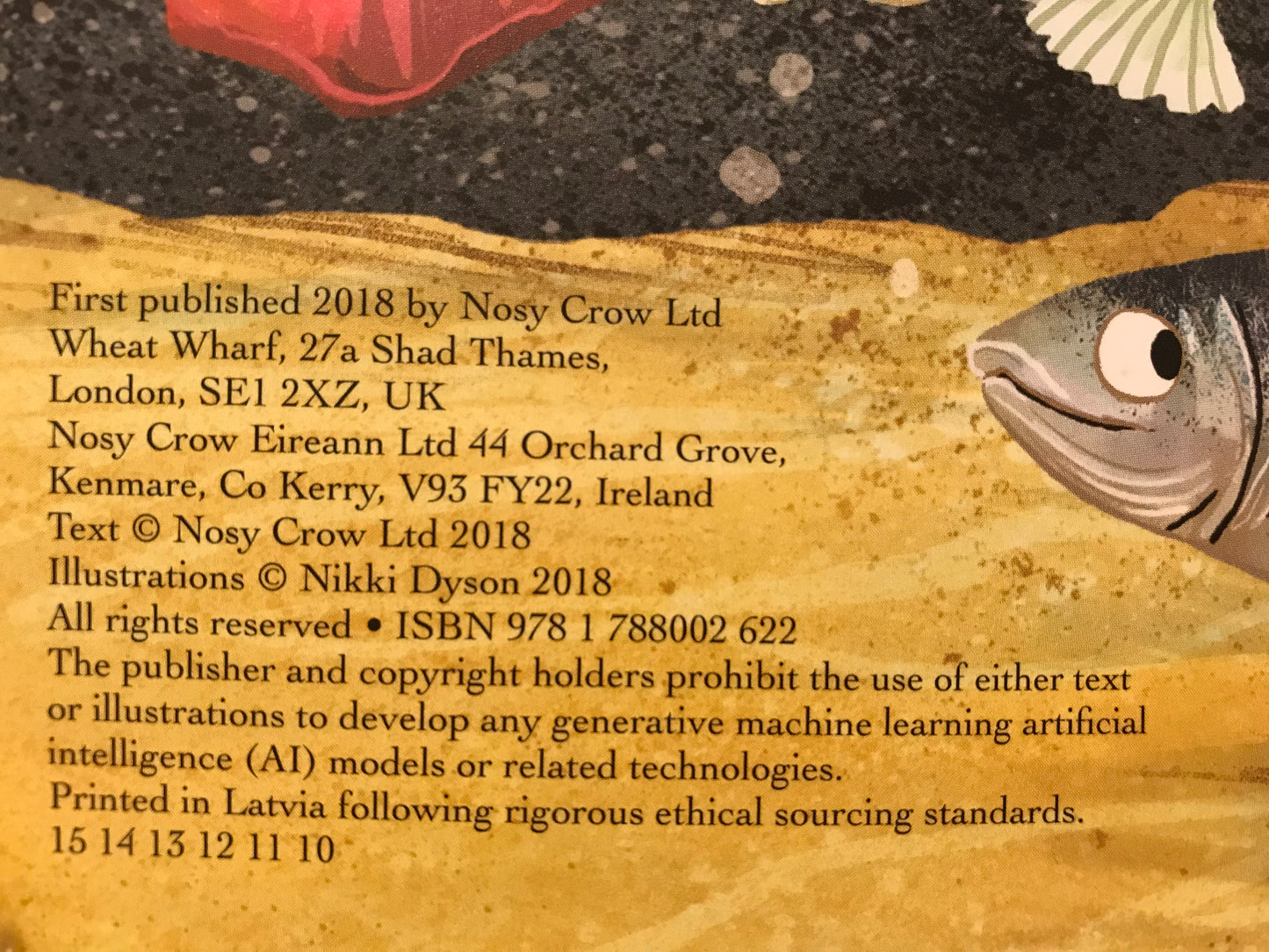 Nosy Crow publish and printing details 
Sharks & Seashorses sticker book