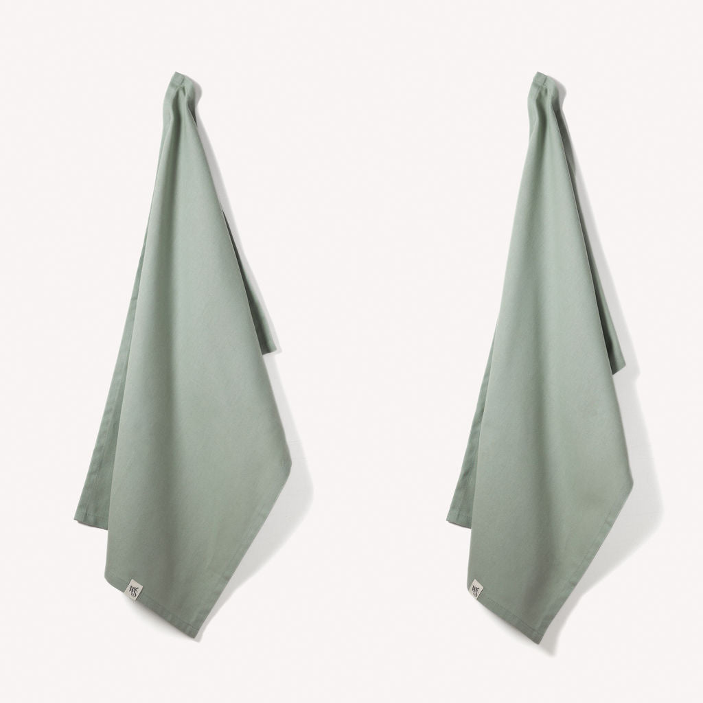 Organic Cotton, Tea Towels - Herringbone Weave - Set of 2 | Various Colours