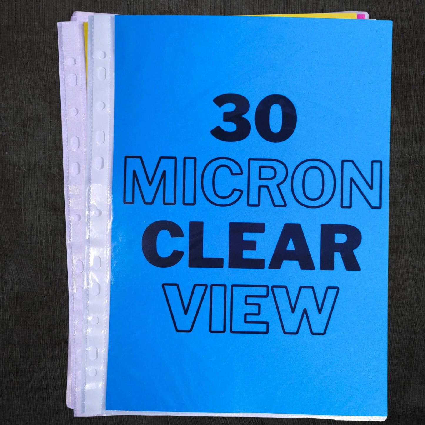 Punched Pockets,  100% Recycled, Clear View - Pack of 100, 30 Micron Thick | A4