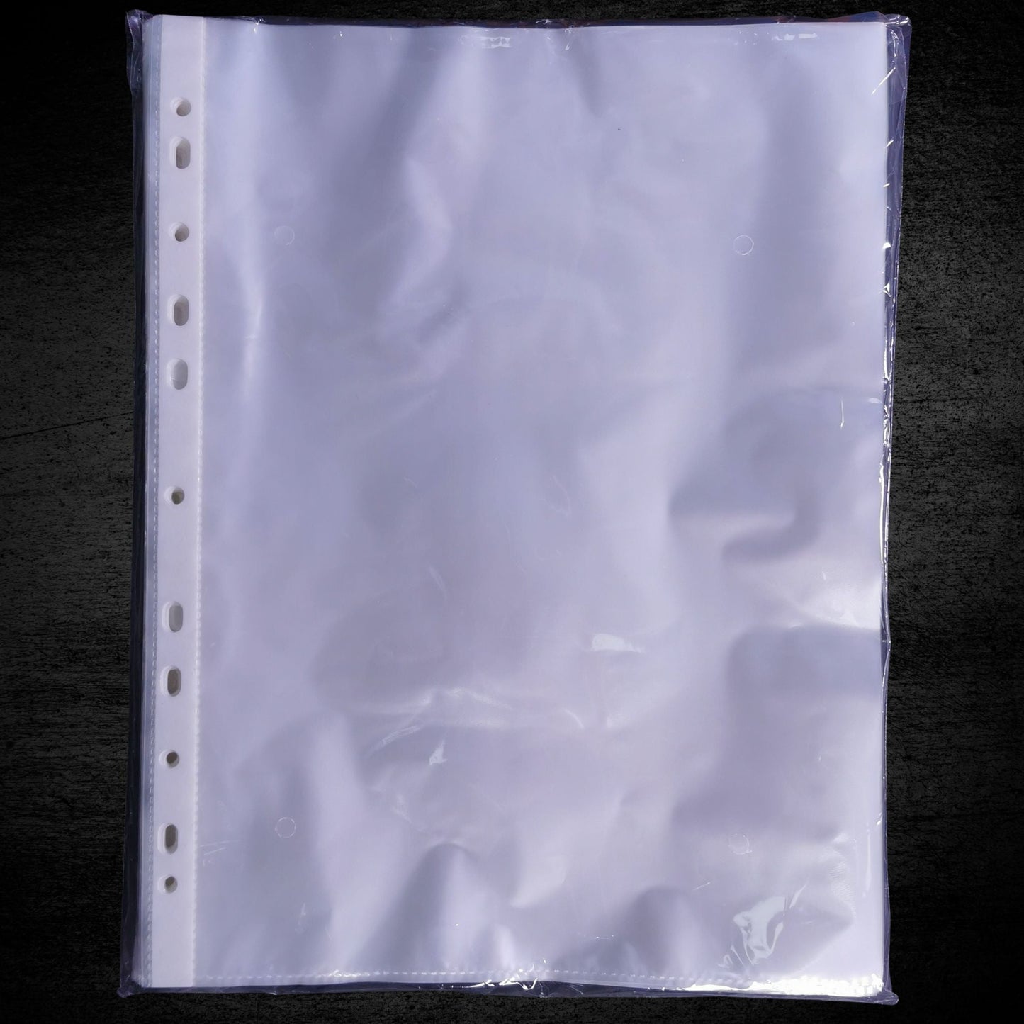 Punched Pockets,  100% Recycled, Clear View - Pack of 100, 30 Micron Thick | A4