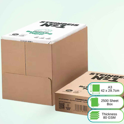 Printer Copy Paper, 100% Recycled, Natural White, 80 gsm, 'Steinbeis Classic №1' | A3