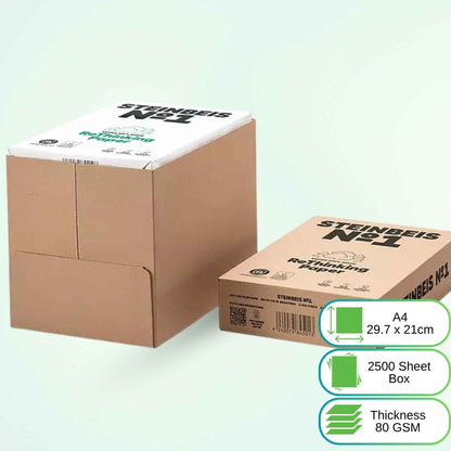 Printer Copy Paper, 100% Recycled, Natural White, 80 gsm 'Steinbeis Classic №1' | A4