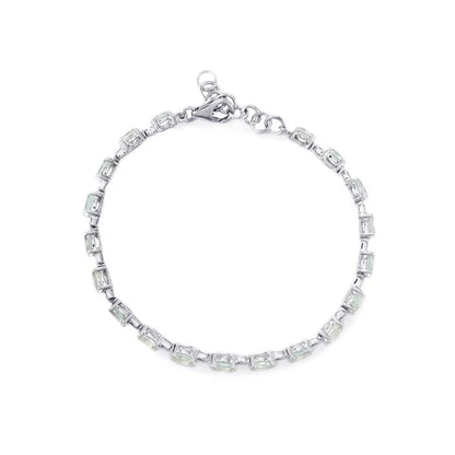 Limited Edition, Gem & Sterling Silver Bracelet made with Brazilian, Pedra Azul, Aquamarine Gemstones - flat lay 