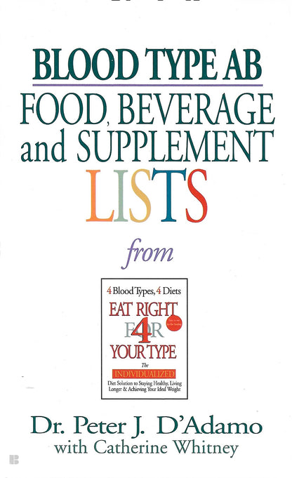 Book cover for 'Blood Type AB Food, Beverage and Supplement Lists' by Dr. Peter J.