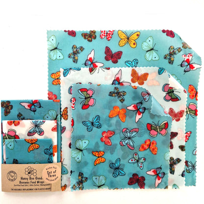 Beeswax Wraps - Butterflies - Handmade | Set of 3