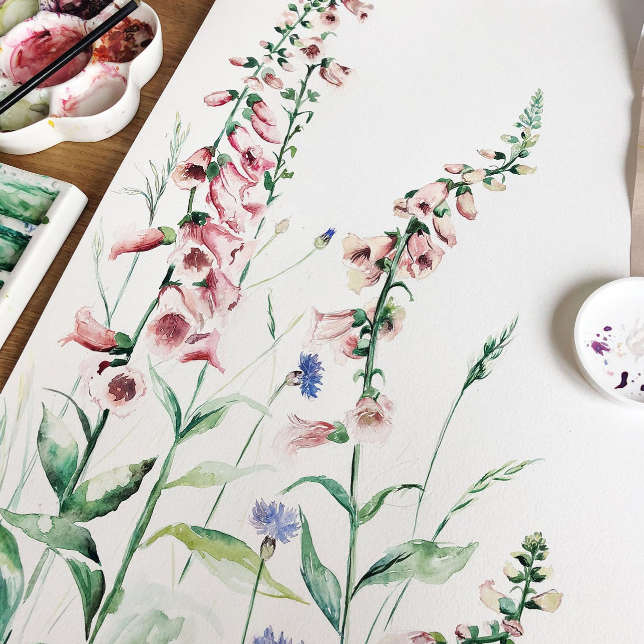 Printed Greeting Card, Watercolour of Foxglove flower fairy - A6 Size