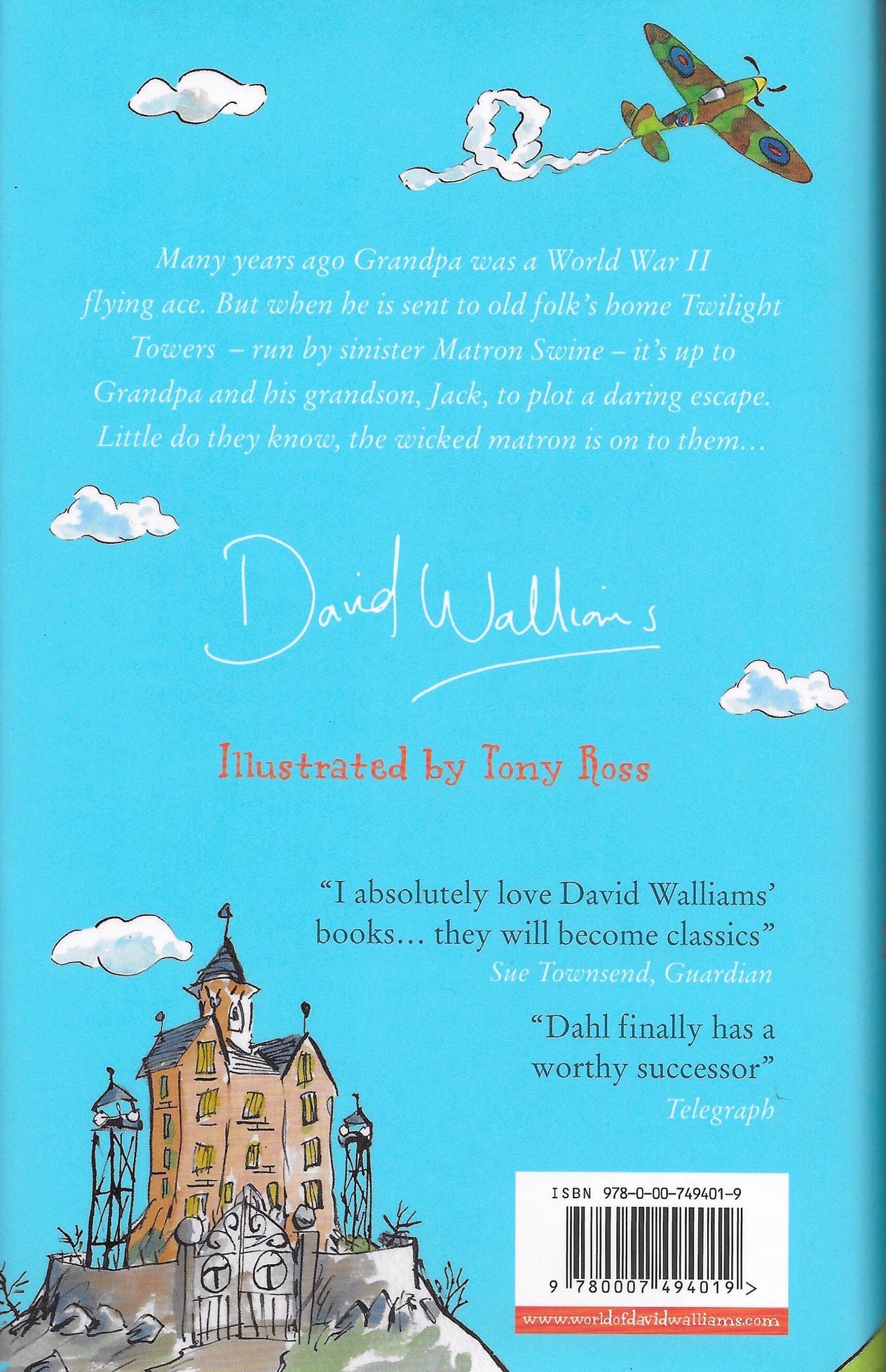 Grandpa’s Great Escape | by David Walliams & Tony Ross | Hardback Book showing back slip cover | BOOKs & More - Coralee's Emporium