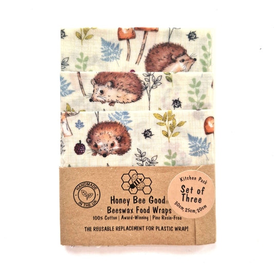 Beeswax Wraps - Hedgehogs - Handmade | Set of 3