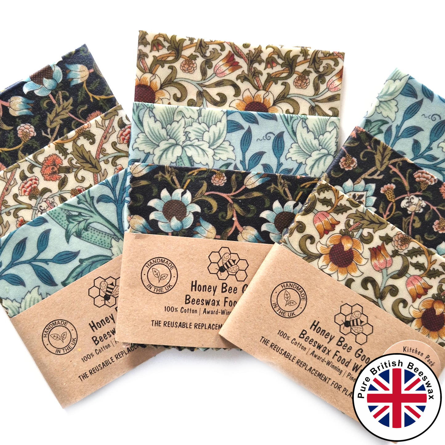 Beeswax Wraps - William Morris - Handmade | Set of 3