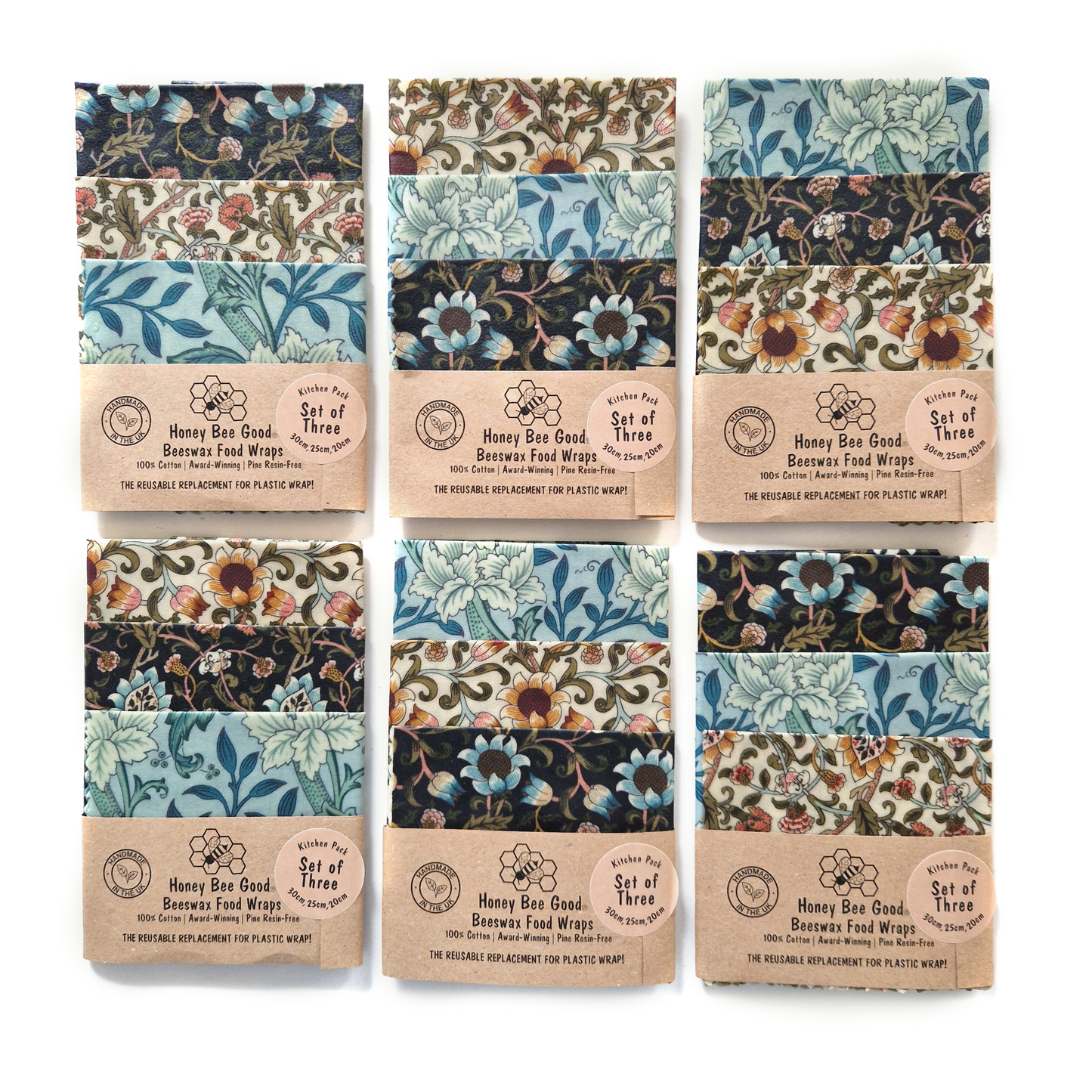 Beeswax Wraps - William Morris - Handmade | Set of 3
