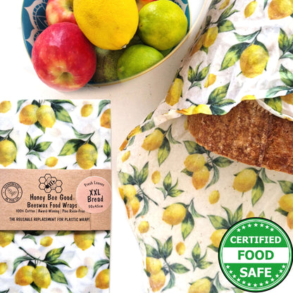 Beeswax wrap -  Lemons - Handmade | XXL Bread Wrap