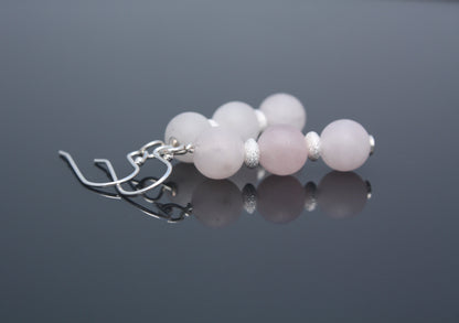 'Pink Stardust' - Frosted Rose Quartz/Sterling Silver | Earrings by Hollie Cora Lovett