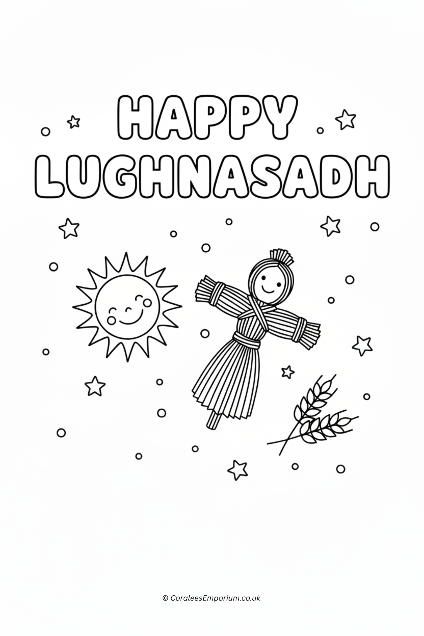 Printable Colouring Page - HAPPY LUGHNASADH  | CE/Printable: BLD.07 (2-3)