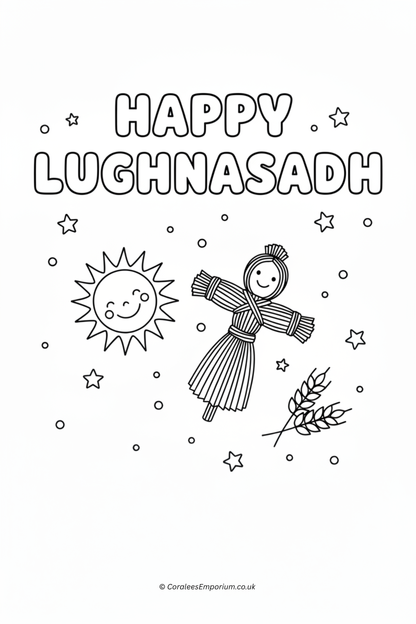 Printable Colouring Page - HAPPY LUGHNASADH  | CE/Printable: BLD.07 (2-3)