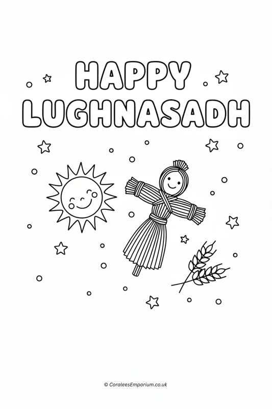 Printable Colouring Page - HAPPY LUGHNASADH  | CE/Printable: BLD.07 (2-3)