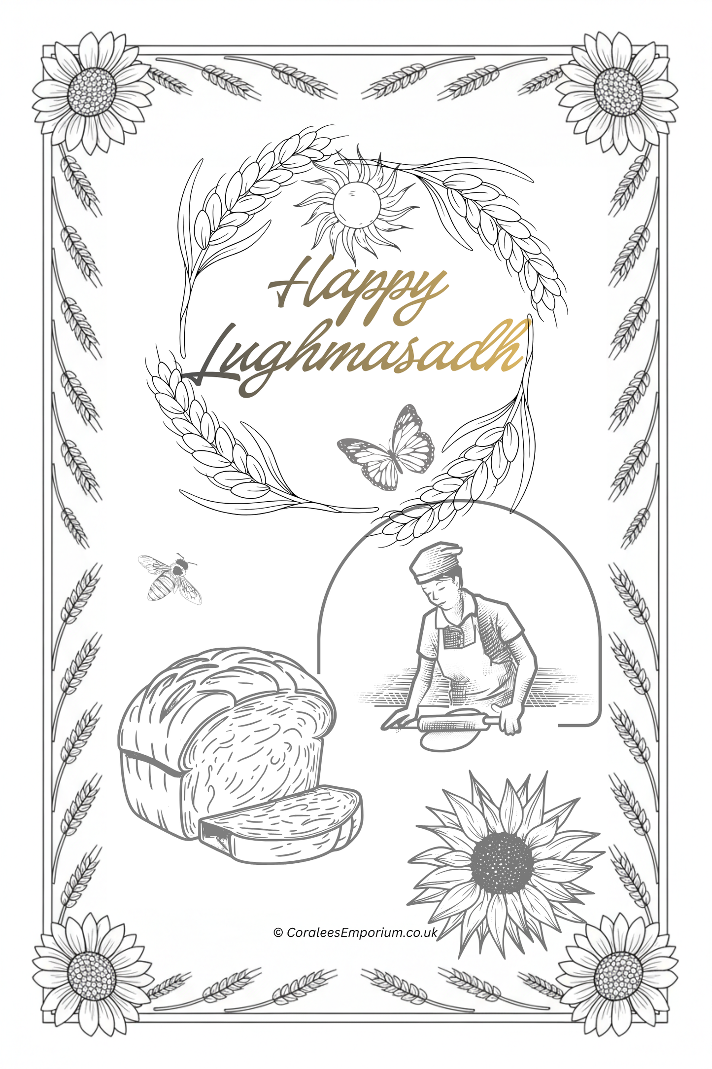 Printable Colouring Page - Happy Lughnasadh  | CE/Printable: BLD.08 (4)