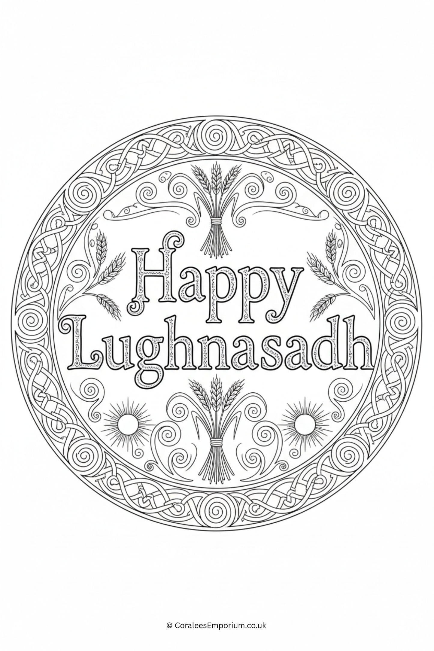 Printable Colouring Page - Happy Lughnasadh  | CE/Printable: BLD.09 (5)