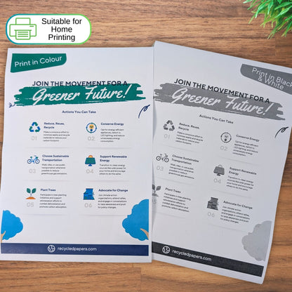Printer Copy Paper, 100% Recycled, White, 1000 Sheets, 90gsm | A5