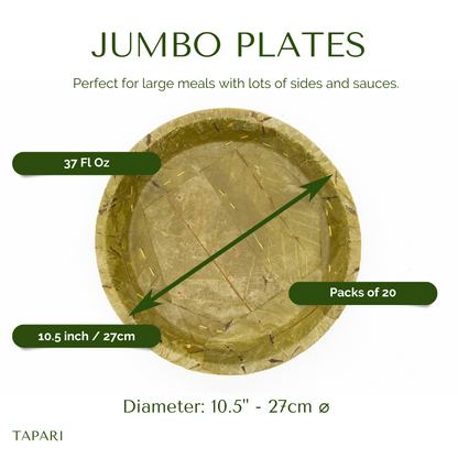 Disposable Sal Leaf PLATES - X LARGE 27cm / 10.5“ Ø