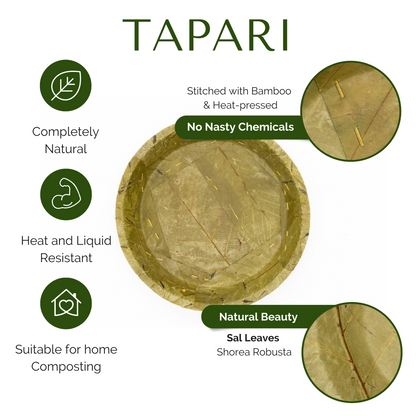 Disposable Sal Leaf PLATES - X LARGE 27cm / 10.5“ Ø