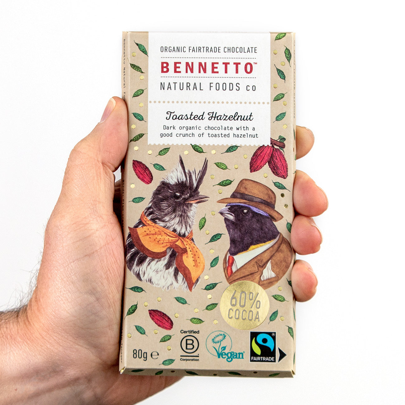 Organic Chocolate Bar - Dark Toasted Hazelnut 60