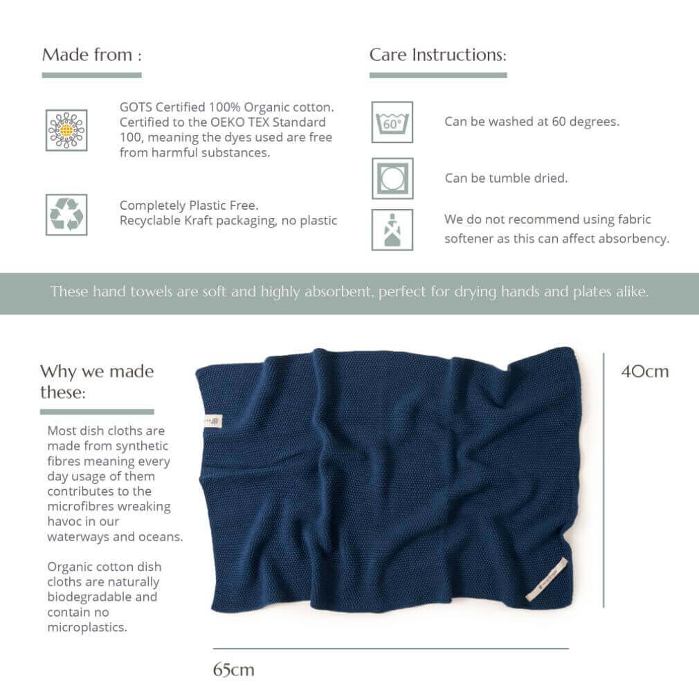 Organic Cotton, Hand Towels | Various Colours