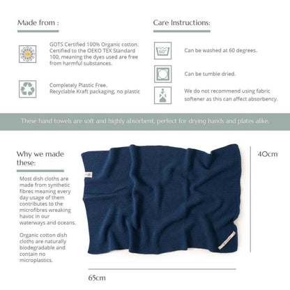 Organic Cotton, Hand Towels | Various Colours