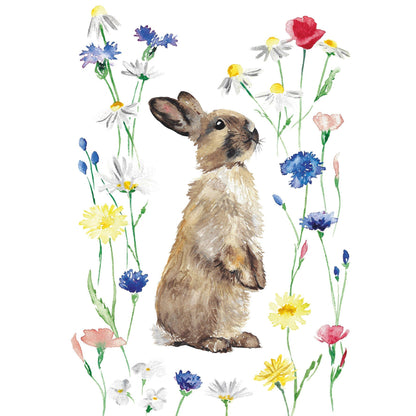 Printed Greeting Card, Watercolour of Spring Bunny/Rabbit - A6 Size