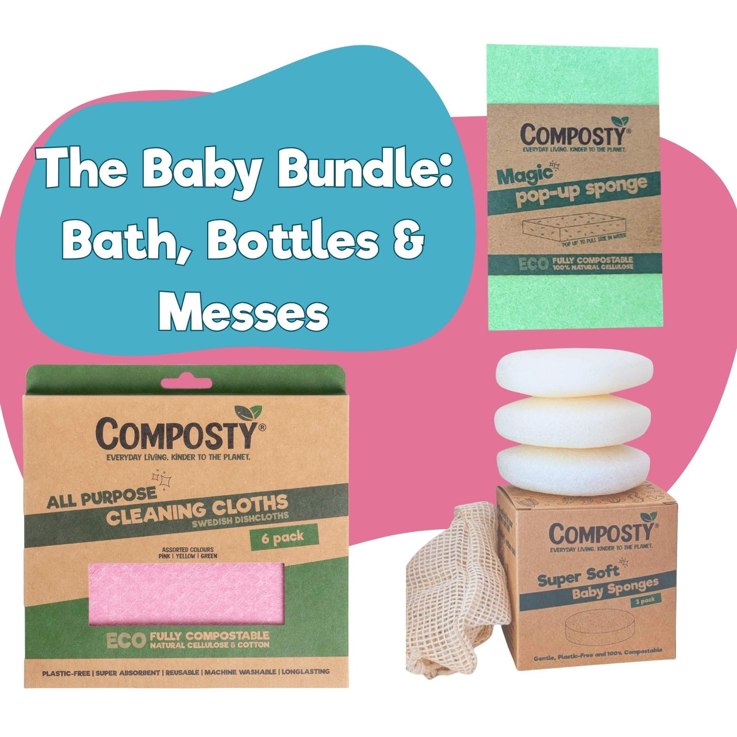 Eco Sponges, The Better Bundle for Babies: Bath, Bottles & Messes