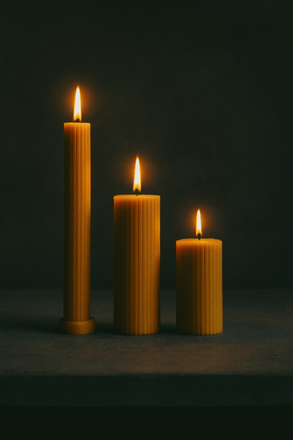 Beeswax Candles - Cylinders Set of 3 | 20hr bt