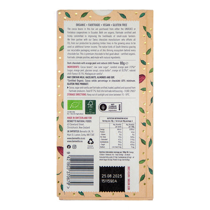 Organic Chocolate Bar - Dark Orange with Chilli 60