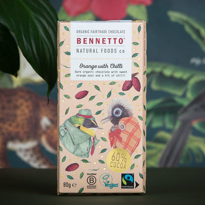 Organic Chocolate Bar - Dark Orange with Chilli 60