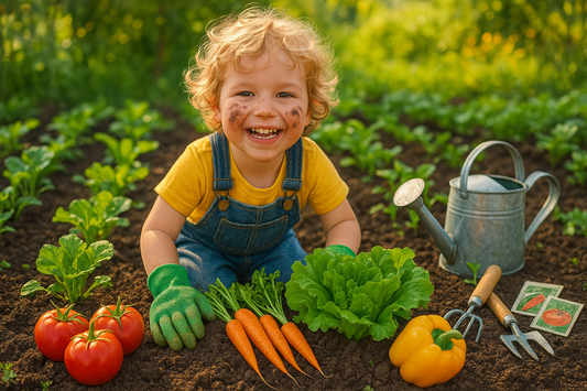 child growing vegatables