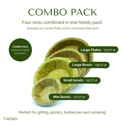 Disposable Sal Leaf COMBO PACK - 4 Sizes - Pack of 20 (5pcs of each)